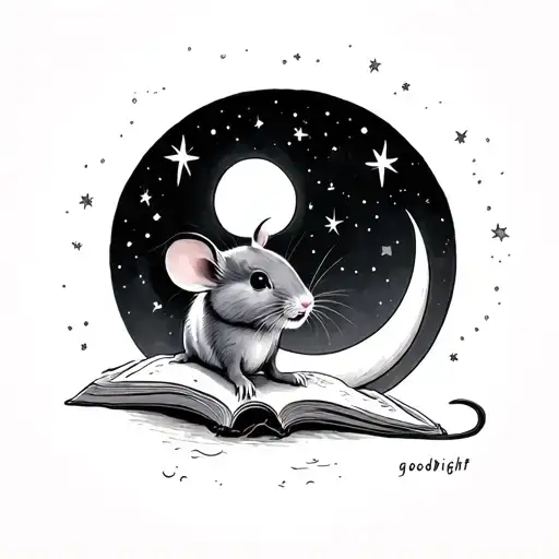 Mouse From The Book Goodnight Moon On A Crescent Moon