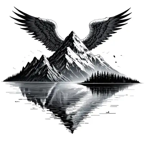 Mountain With Lake And Archangel