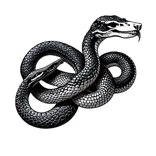 Two Snake Skelotons Wrapped Together