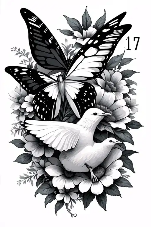 Forever 17 Rest In Peace Flowers Butterfly Dove