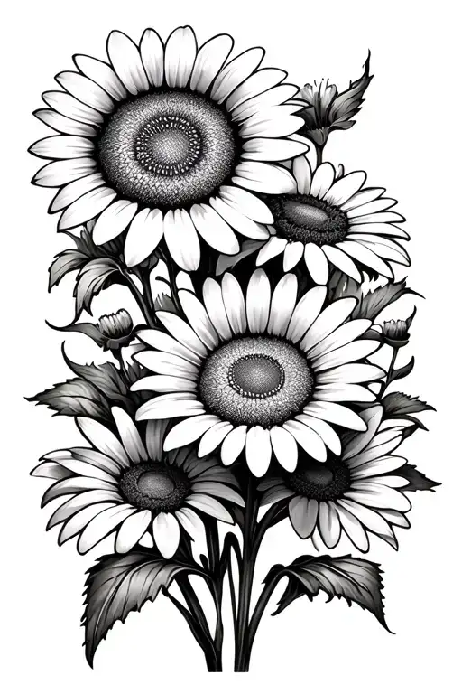 Daisy's Sun Flowers In A Field