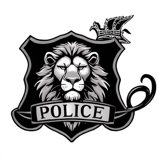Lion Mixed With Police Badge 1142 For Brother Who Passed Away