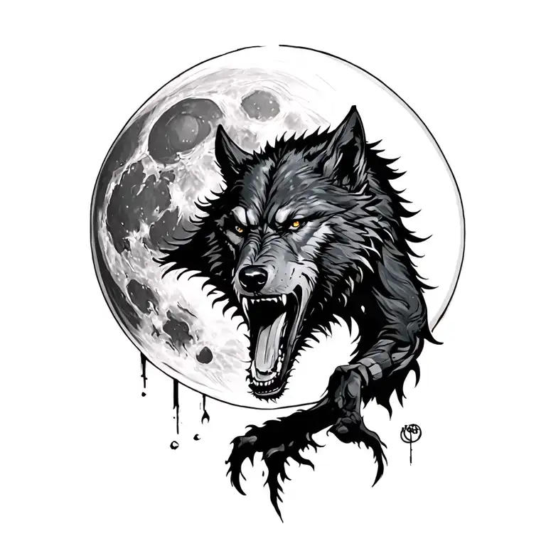 Werewolf And Full Moon