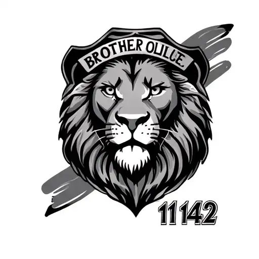 Lion Mixed With Police Badge 1142 For Brother Who Passed Away For A Women
