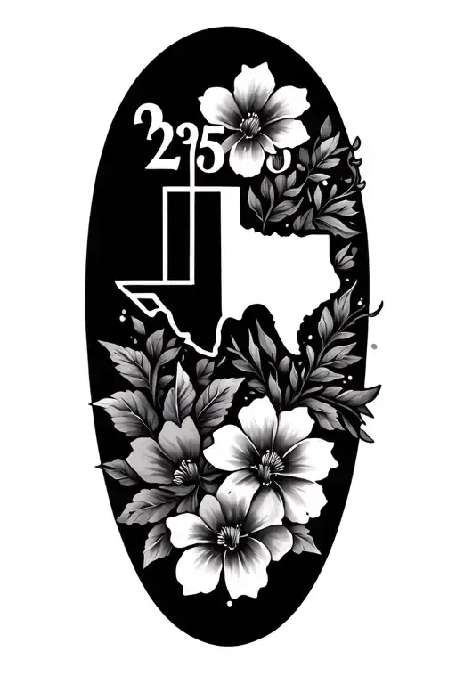 The Numbers 2959 And State Of Texas With Floral Design