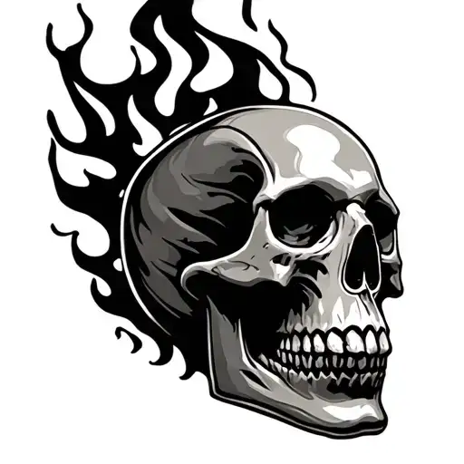 Skull With Fire Rising