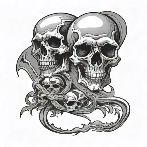 Road Splitting Two Paths Good Vs Evil Skull