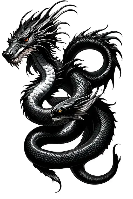 Coi Fish And Dragon And Snake Wrapped