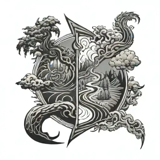 Road Splitting Directions Two Paths Good Vs Evil