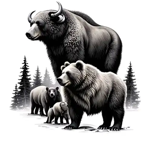 I Would Love A Tattoo With Some Bears And Buffalo Surrounded By Other Wildlife And Forest