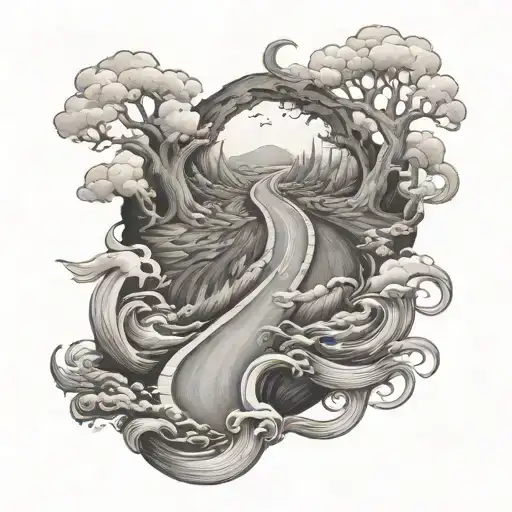 Road Splitting Directions Two Paths Good Vs Evil