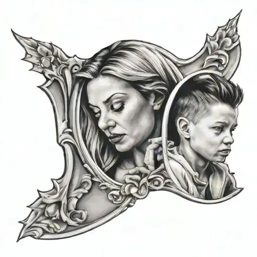 Mom And Son Looking Into Mirror