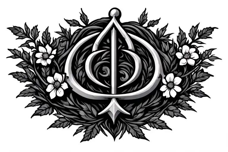 Loyalty Symbol With Vines And Flowers Growing Around