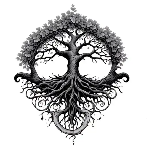 Tree Of Life And Scroll Across The Bottom Part