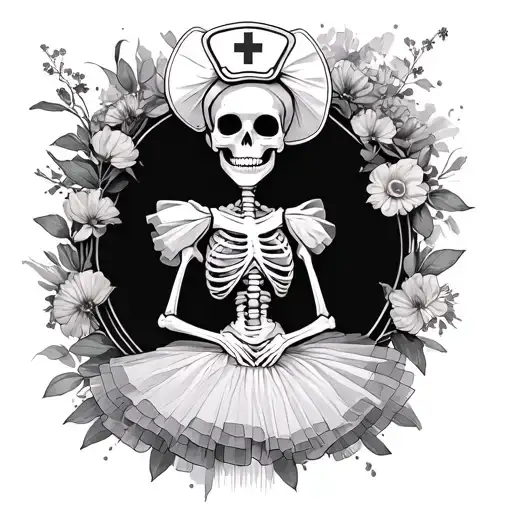 Nurse Skeleton Wearing Tutu