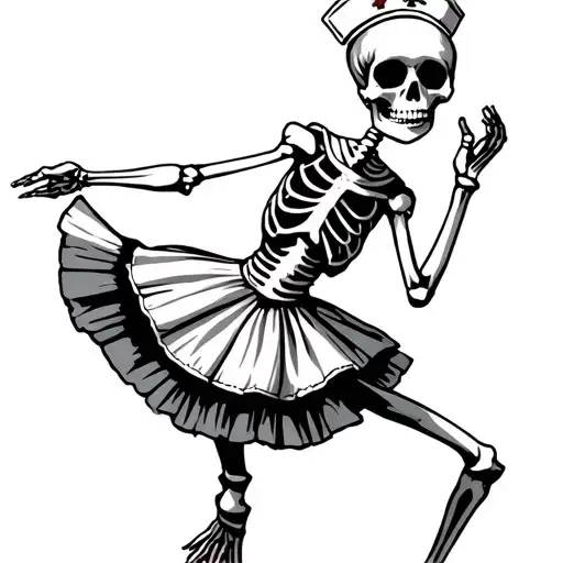 Dancing Nurse Skeleton Wearing Tutu