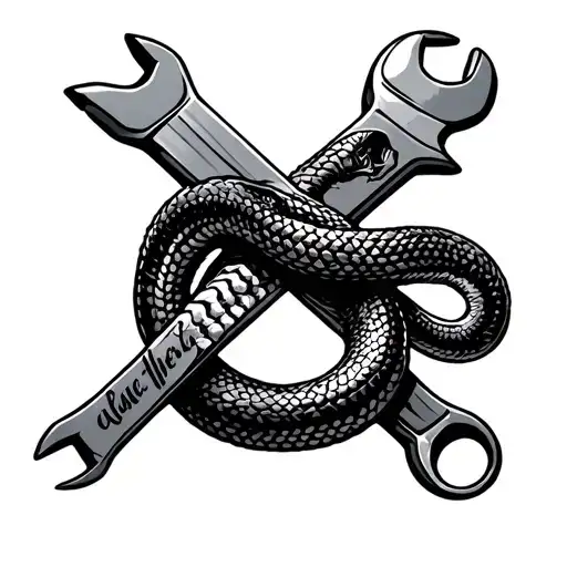 Wrench Cross With Snake Wrapped