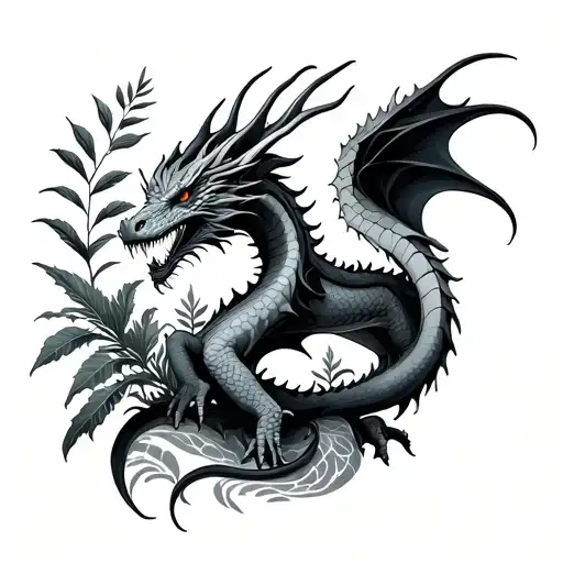 Dragon And Plants Growing