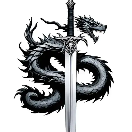 Sword With Dragon Wrapped Around It