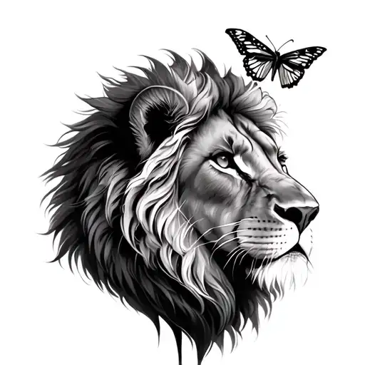 Lion And Butterfly