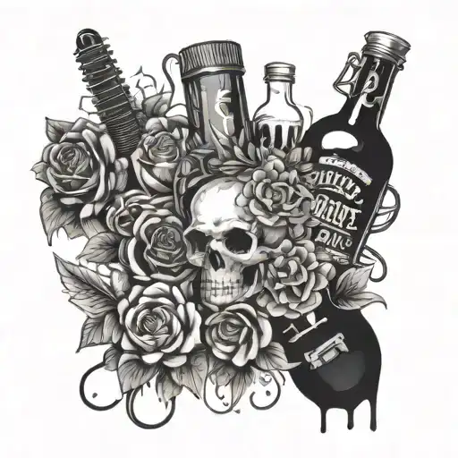 A Punk Rock Band Made Up Of Different Flowers And Alcohol Bottles