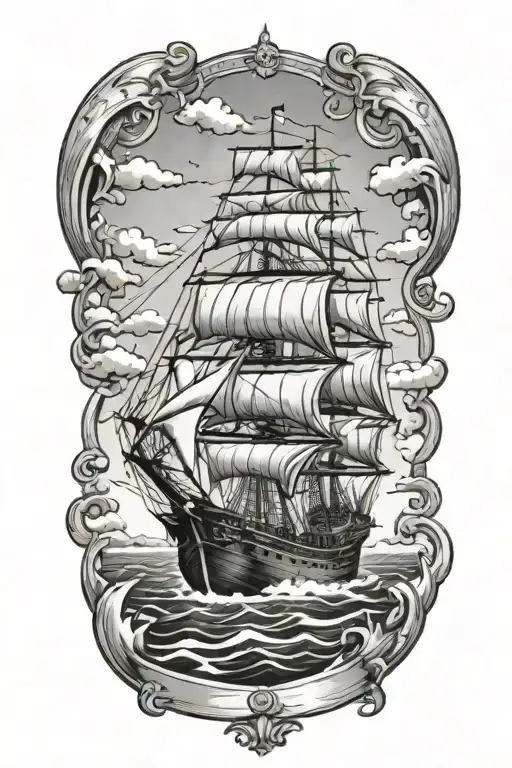 Ship Sailing Through A Sea