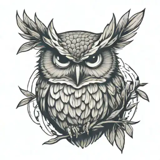 Angry Owl With Olive Branch