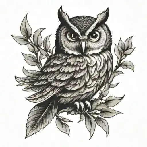 Majestic Owl With Olive Branch