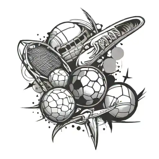 Incorporate Symbols Of Sports And Travel Into A Unique And Abstract Tattoo Design