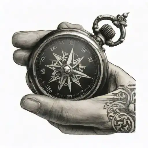 Compass Tattoo On The Back Of The Hand