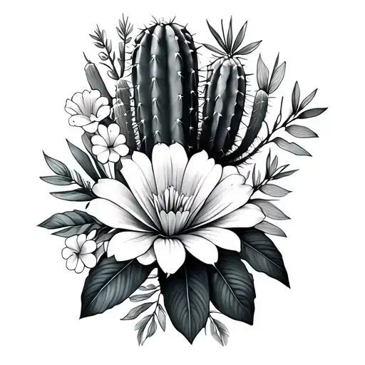 Cactus And Hawaii Flowers