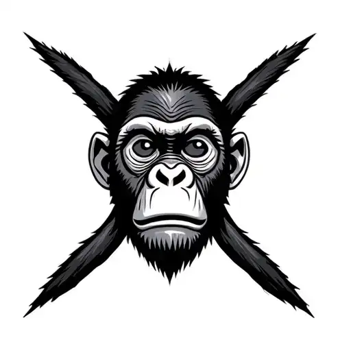 Monkey See No Evil Speak No Evil With X Marking Out Eyes Ears And Mouth