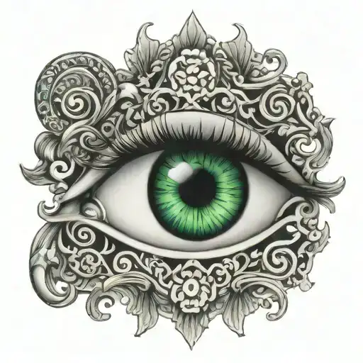 Ornate Keyhole With A Beautiful Green Eye Looking Through