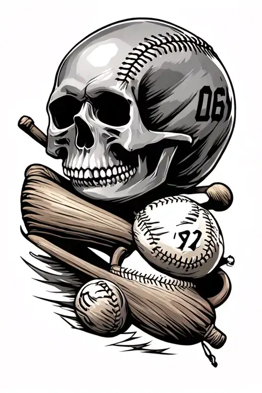 Softball And Skull With Numbers