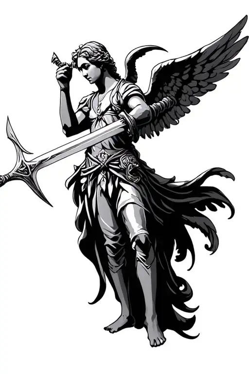 Protector Angel Holding A Sword