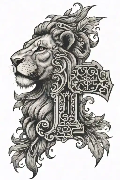 Lion Head And Cross