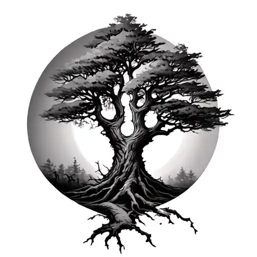 Alive Tree Half Broken Tree Half Sleeve