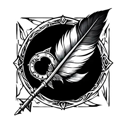 Arrow Feather Zodiac Sign Pisces Chiron Key Symbol