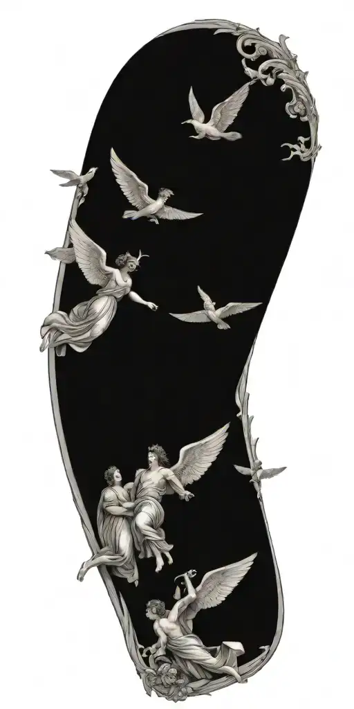 Greek Mythology Medic And Angels Flying Towards