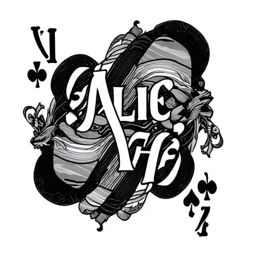 The Words 'Alice' And 'Alfie' Interwoven On Playing Card