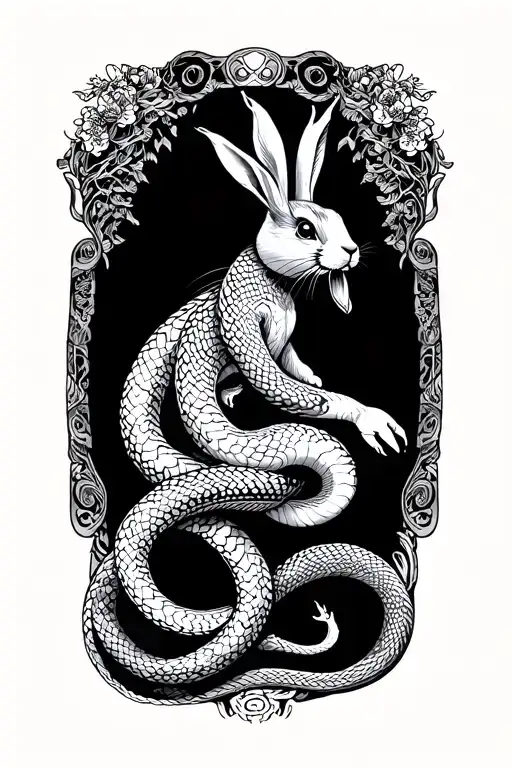 Chinese Zodiac Snake And Rabbit Riding