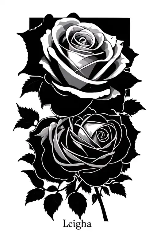 Name Leigha And A Rose Intertwined