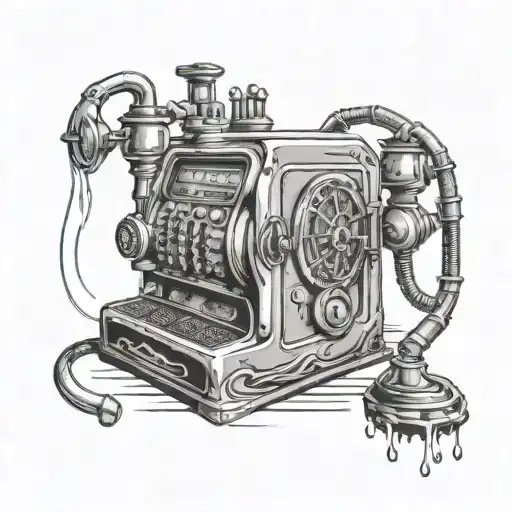 A Traditional Slot Machine With Water Pipes And Faucets As The Symbols