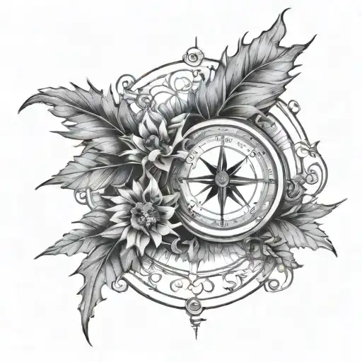 Adventurer's Compass Intertwined With Thistle Vines