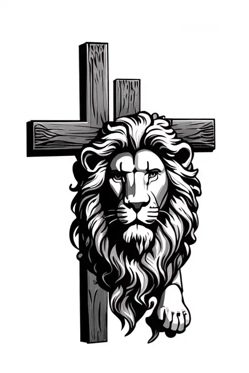 Lion And Jesus Cross