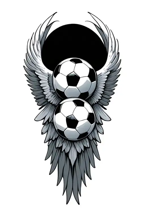 Soccer Ball With Wings Spread