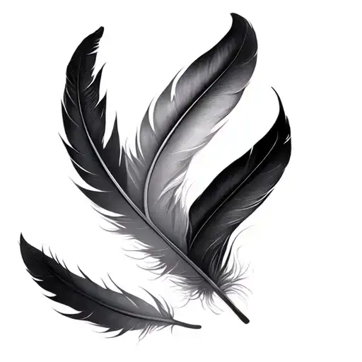 Group Of Feathers Blowing In The Wind