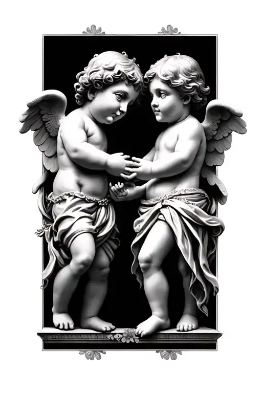 2 Cherubs Holding Hands