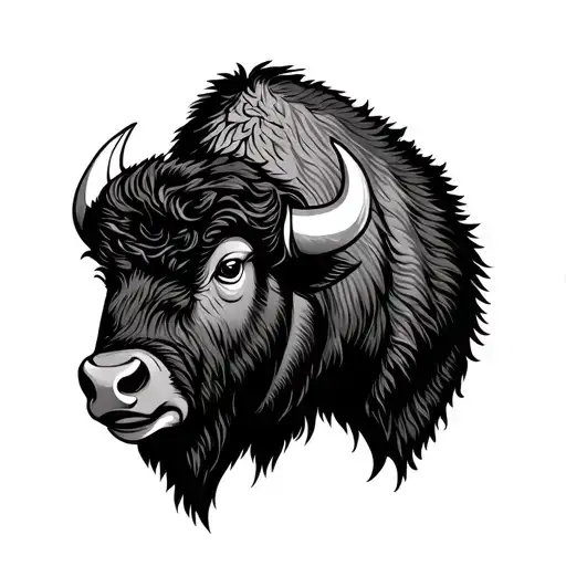 Single Line Bison Head Front View