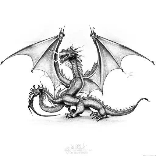 Dragon Breathing Fire Towards A Knight